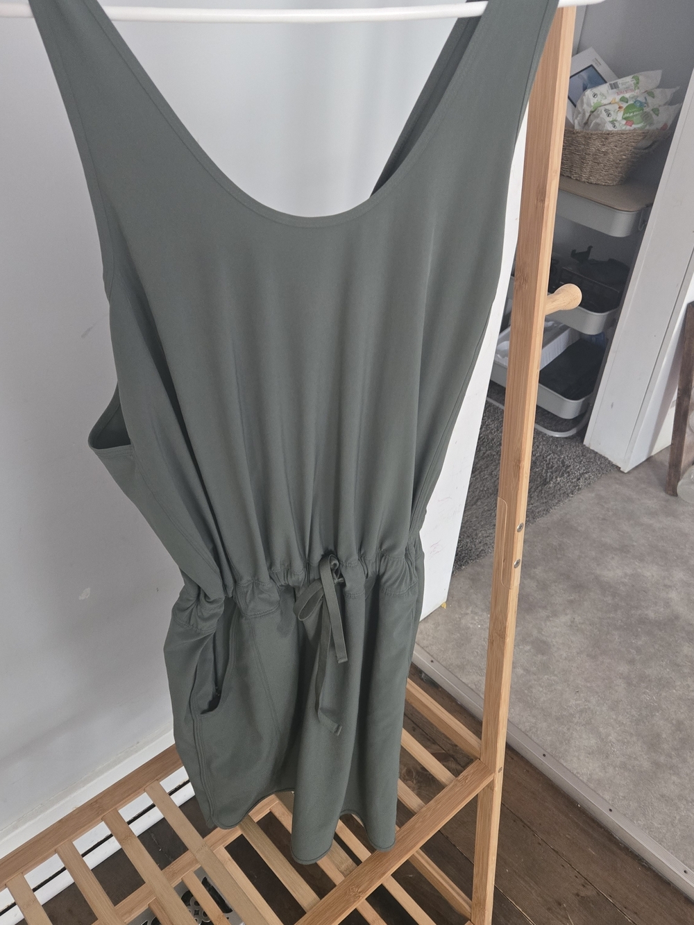 Patagonia Olive Green Sleeveless Drawstring Romper